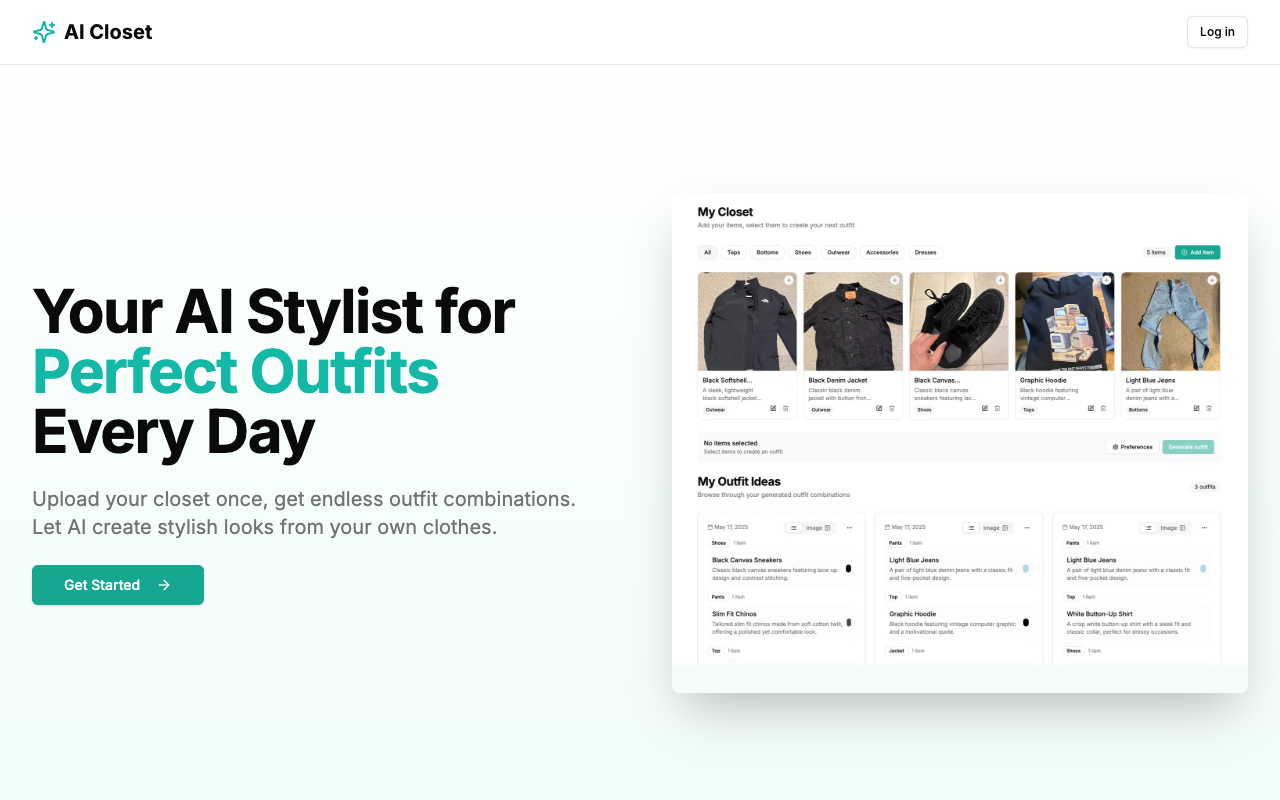 AI Closet - Your AI Stylist that Helps You Create Perfect Outfits from Your Own Clothes AI fashion outfit-planning