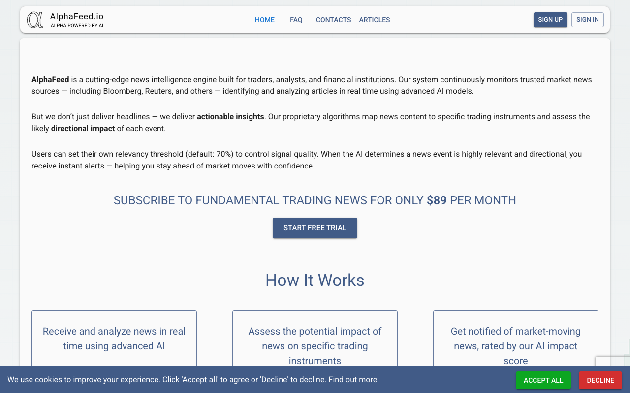 AlphaFeed.io：AI实时新闻分析，助交易者抢占市场先机！