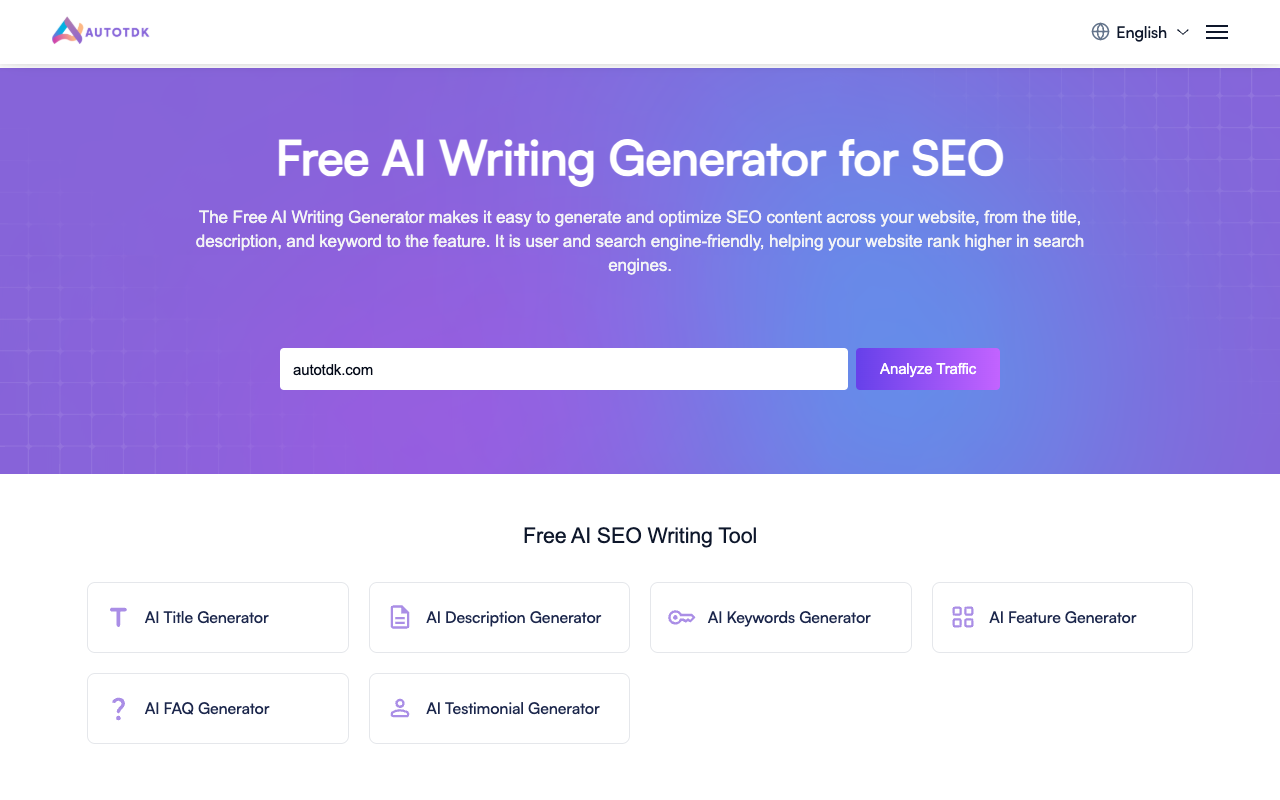 AutoTDK - Comprehensive tools to check and optimize your SEO content SEO AI content-optimization