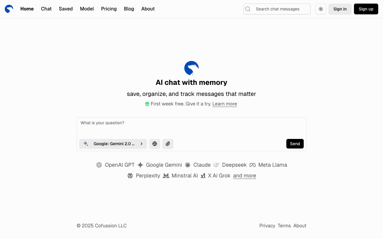 Bearchat.ai - An AI chat app with memory that helps you save and organize important messages AI chat memory