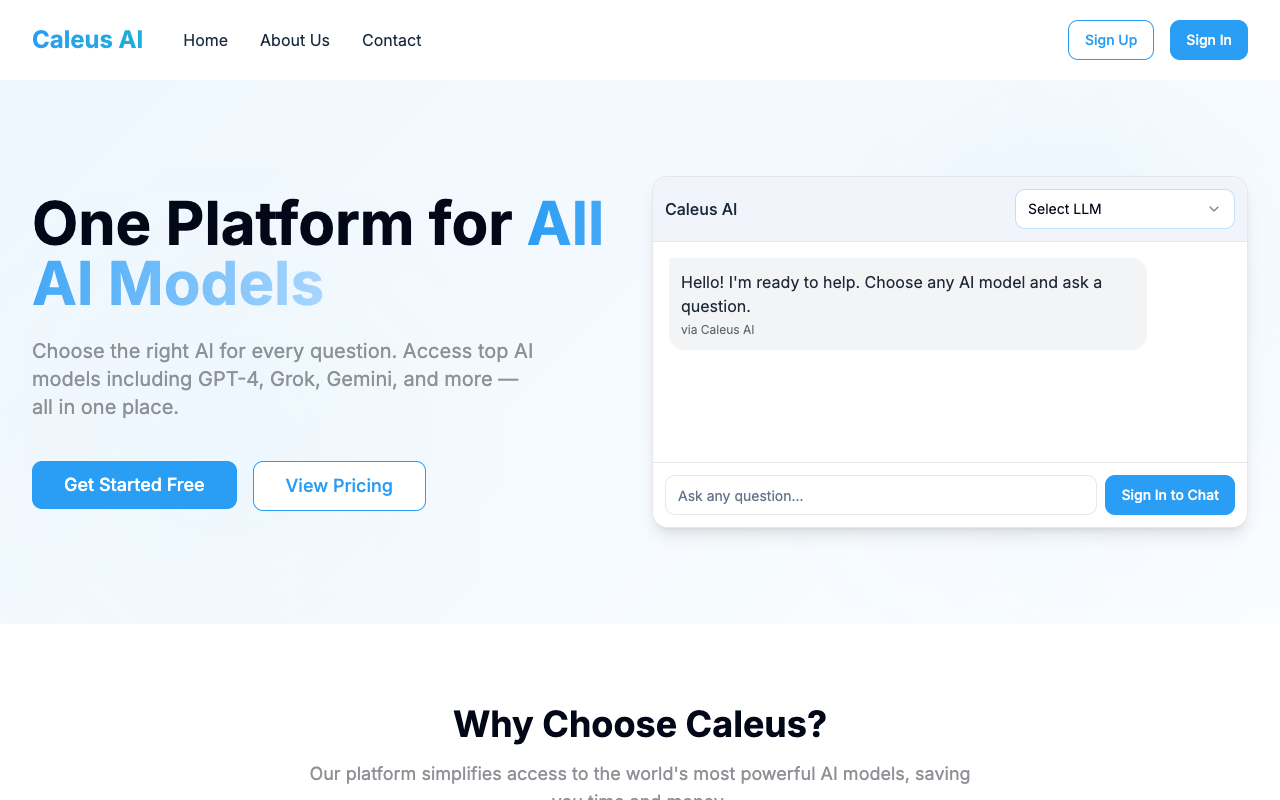 Caleus - Your one-stop hub for all AI models AI chat models
