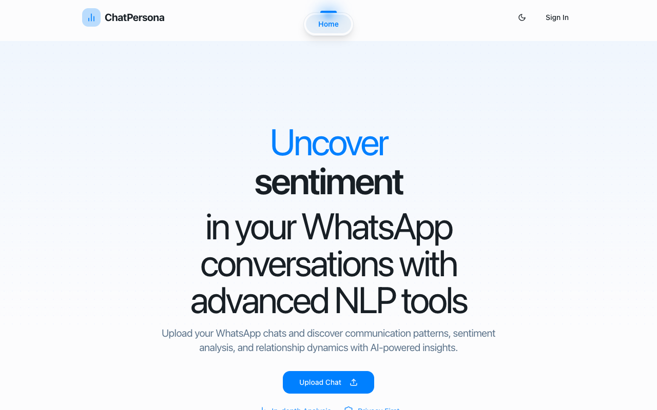 ChatPersona - AI-powered analysis of your WhatsApp conversations WhatsApp AI chat-analysis