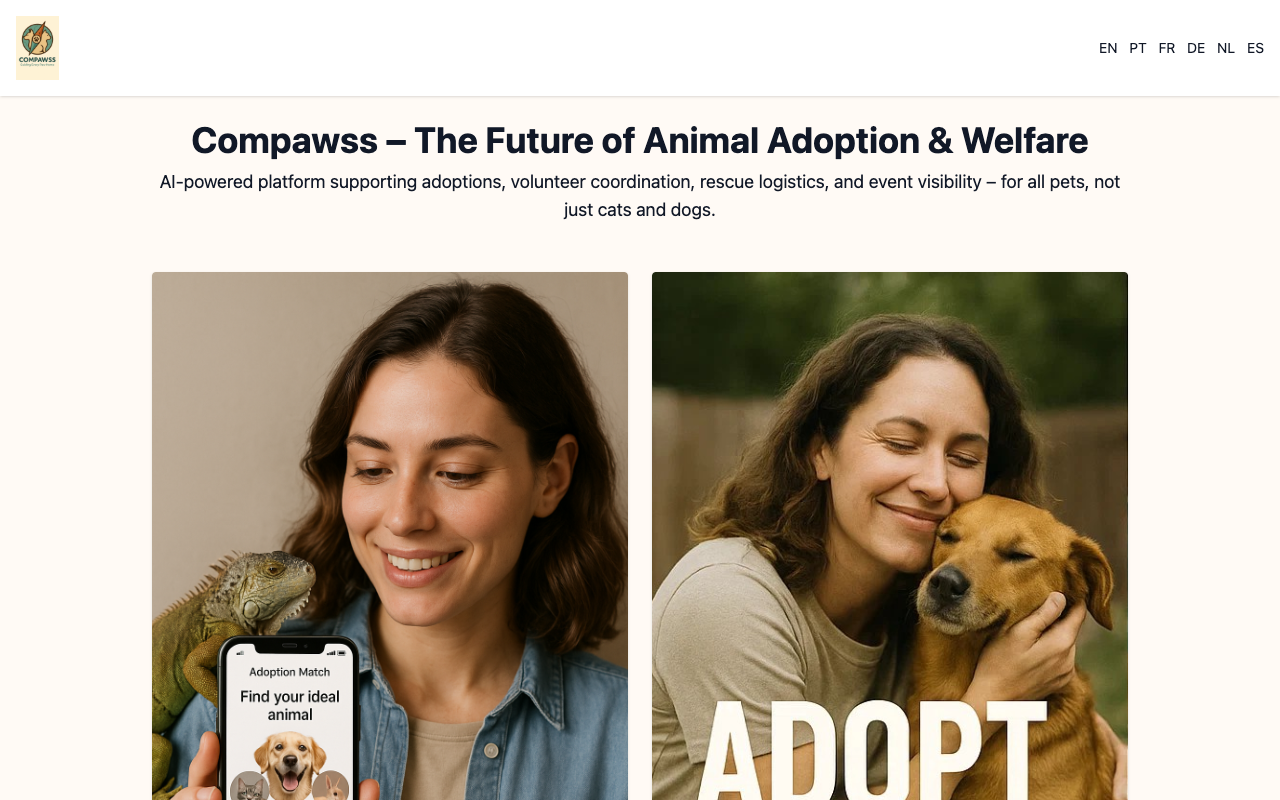 Compawss - The Future of Animal Adoption and Welfare through AI animal-adoption AI welfare