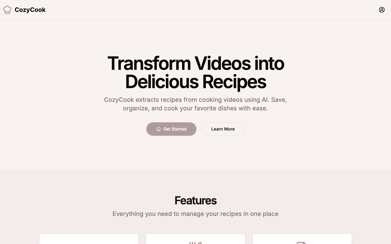 CozyCook AI：一键将美食视频变可编辑食谱，智能厨房新革命！