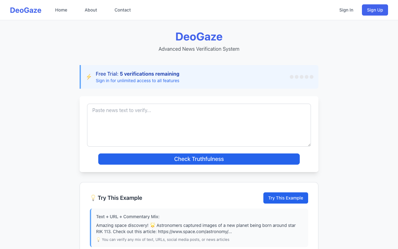 DeoGaze：AI驱动的新闻验证神器，助你轻松识破虚假信息！