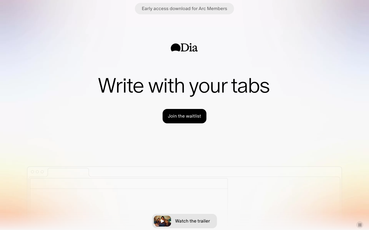 Dia Browser：颠覆传统！这款AI浏览器让你与标签页对话，高效学习、购物、写作全搞定