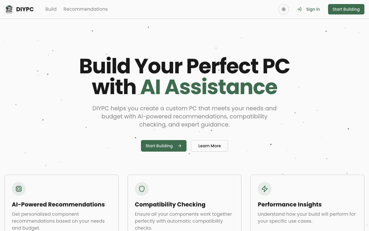 DIYPC - An AI-powered assistant to help you build your perfect PC PC building AI technology