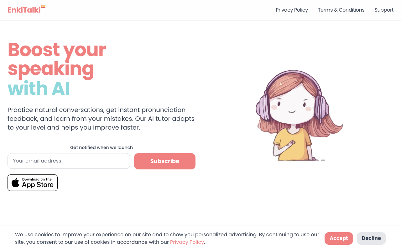 Enkitalki - An AI language tutor that helps you learn Spanish with personalized speaking practice language-learning AI Spanish