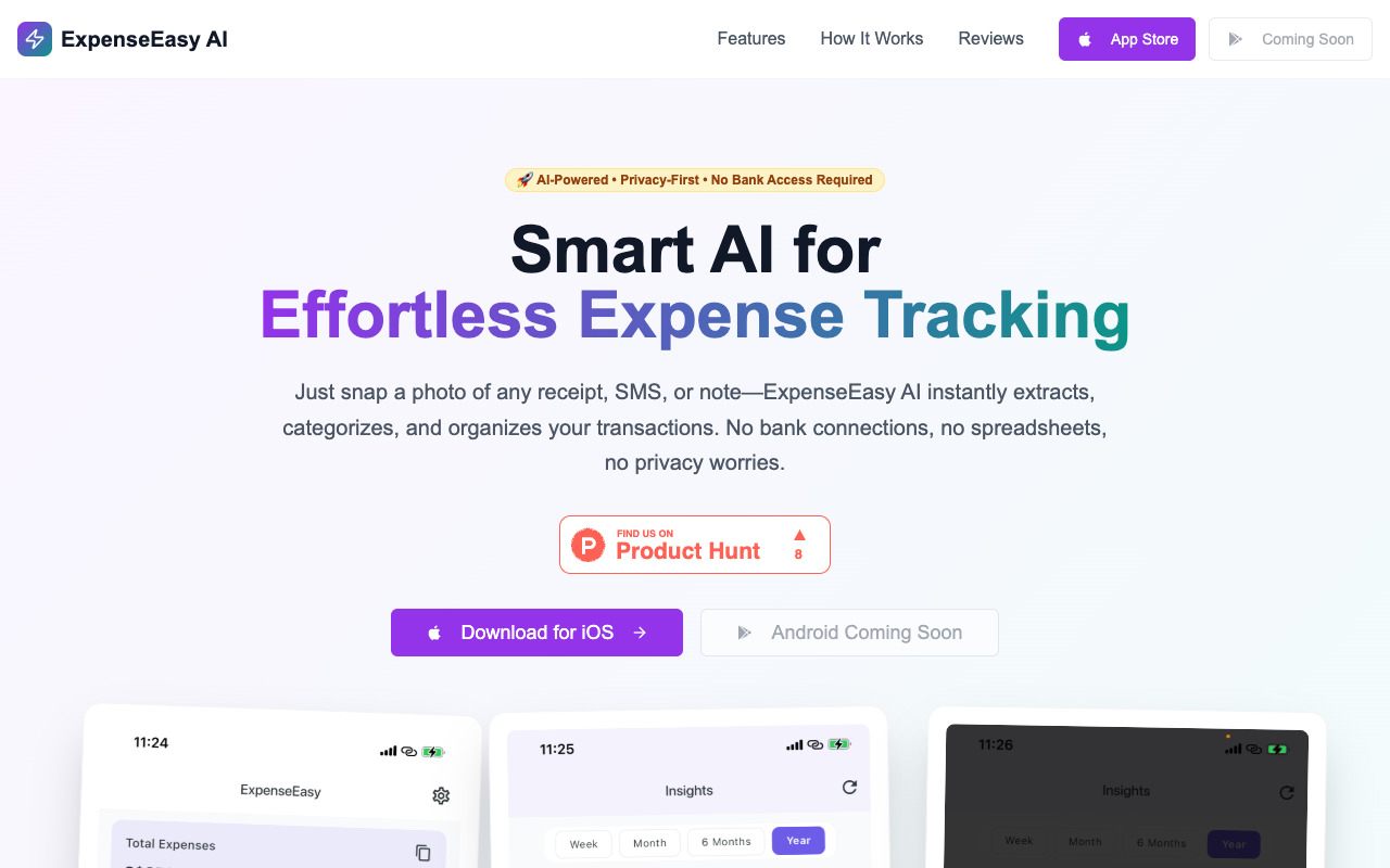ExpenseEasy AI - The smartest way to track your expenses effortlessly expense-tracking AI privacy