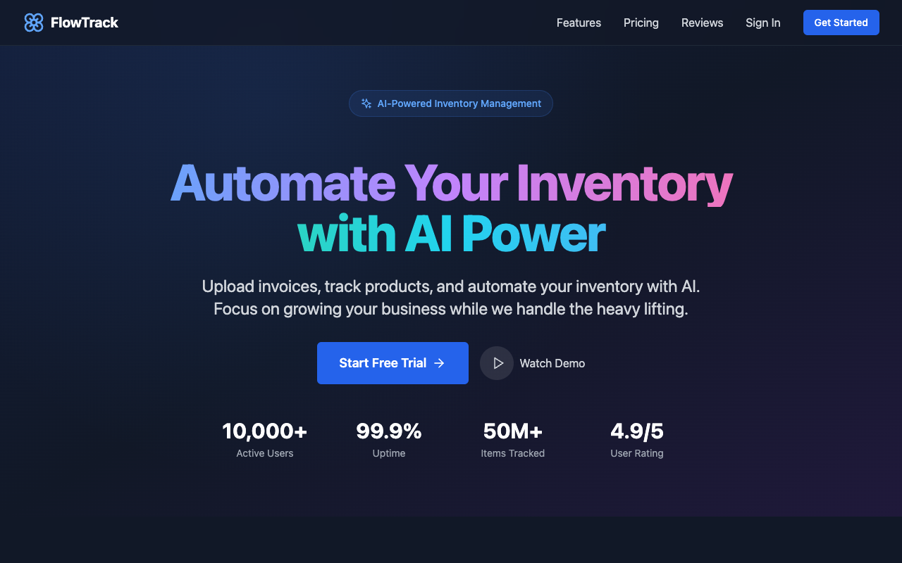 FlowTrack - An AI-powered inventory management tool that simplifies stock tracking inventory AI management