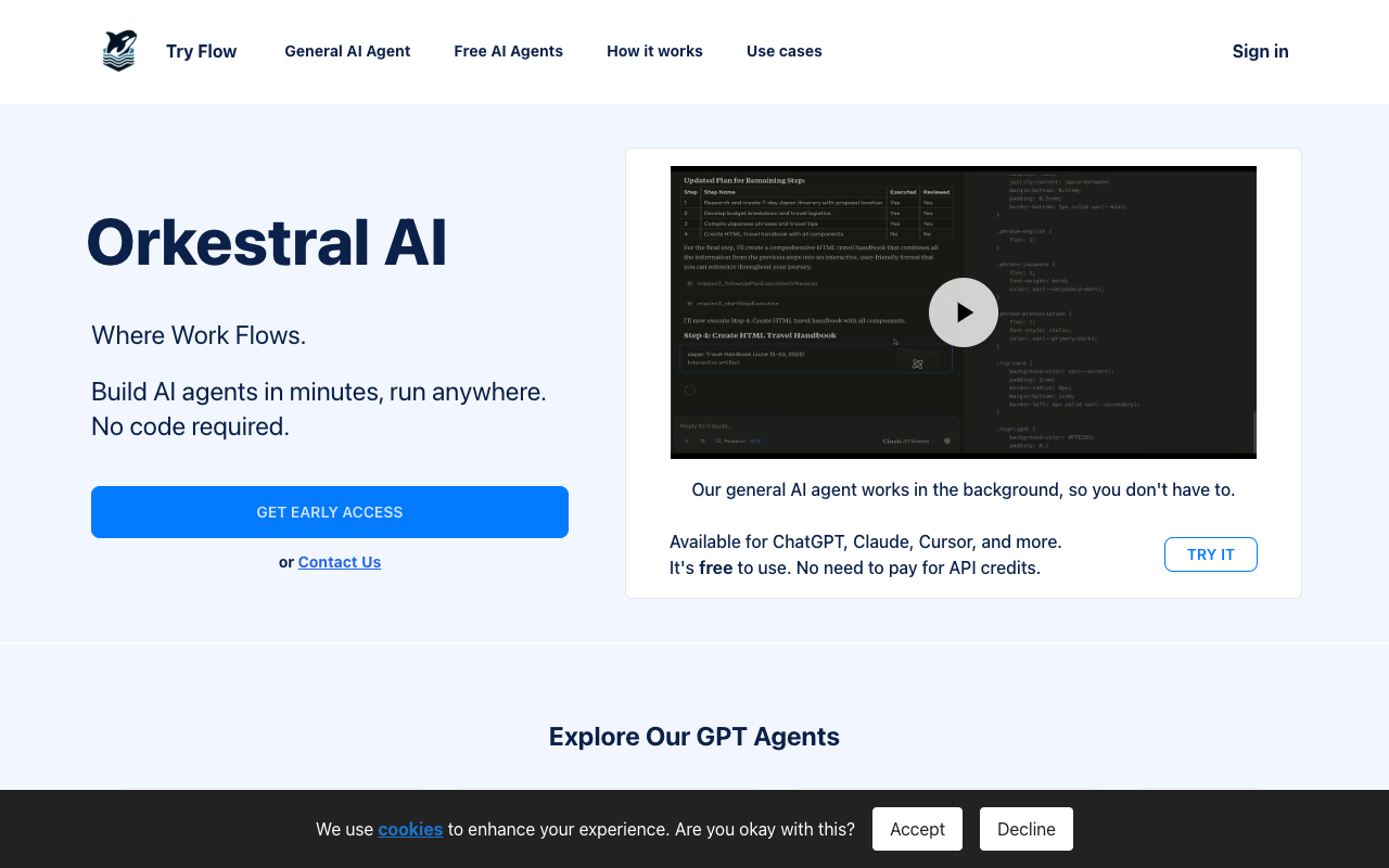 General AI Agent by Orkestral AI - The first portable, customizable General AI Agent AI automation customization