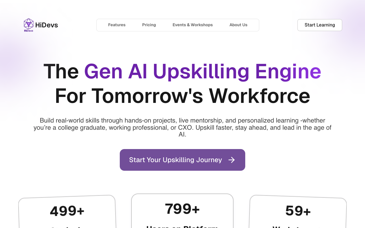 HiDevs - Personalized Generative AI Upskilling for Everyone upskilling AI personalized-learning