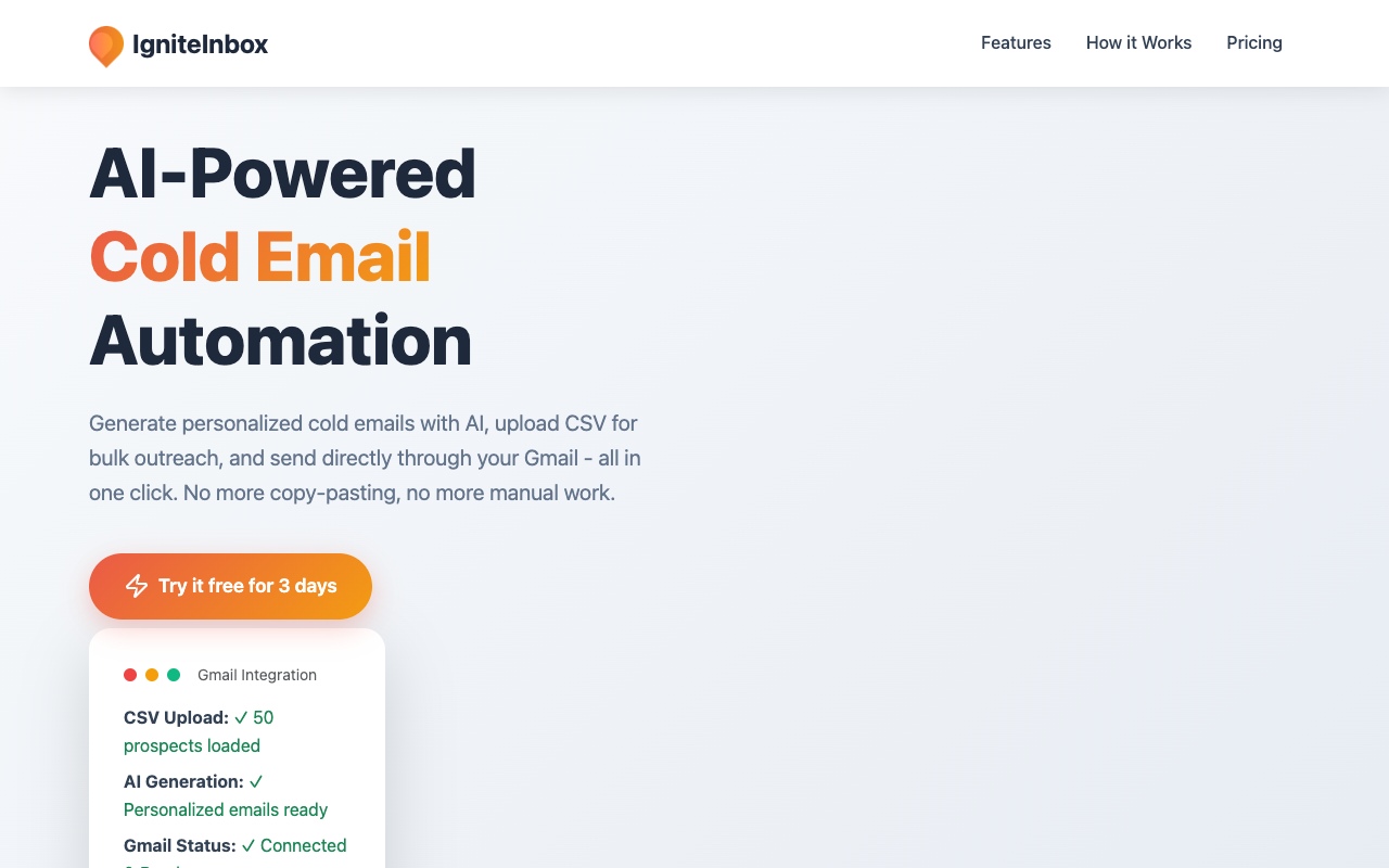 IgniteInbox - An AI-powered tool for instant personalized cold email generation AI cold-email automation
