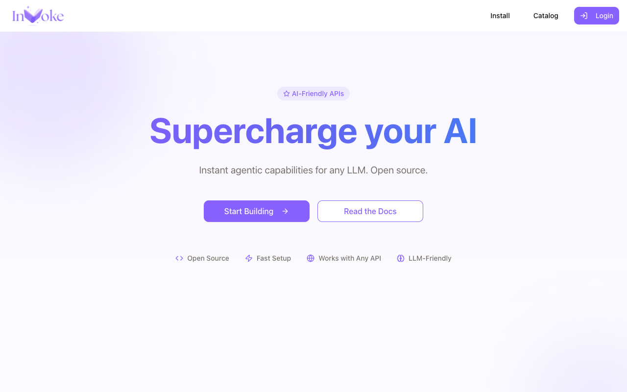 Invoke Network - Connect LLMs to Real API Services for Actionable AI LLMs AI APIs