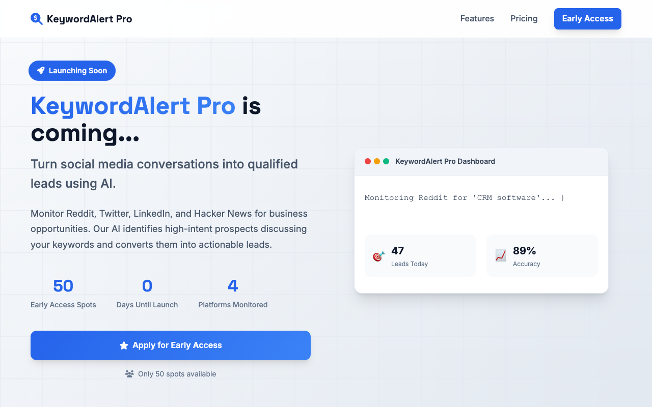 抢先体验！AI社交监听神器KeywordAlert Pro，50个名额限时开放，助你精准捕获高意向客户