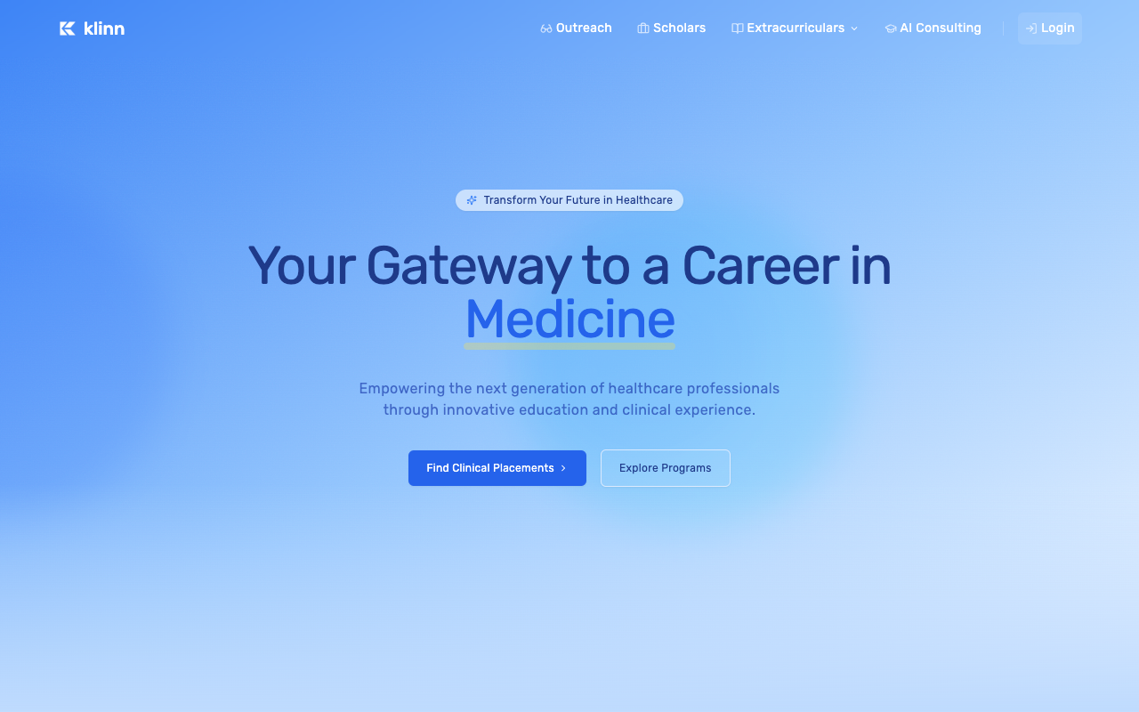 Klinn - Quick and personalized cold emailing for pre-med internships EdTech healthcare internships