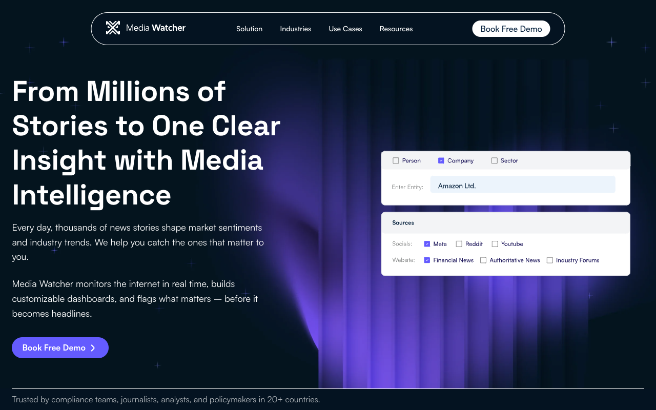 Media Watcher - The leading media intelligence tool for real-time sentiment tracking media-monitoring sentiment-analysis media-intelligence