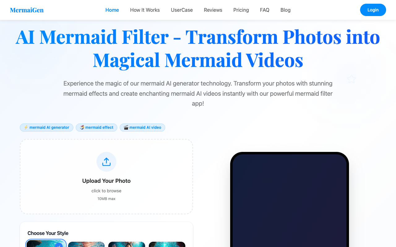 一键变身美人鱼！Mermaid AI Generator带你玩转AI魔法，秒速打造梦幻水下世界