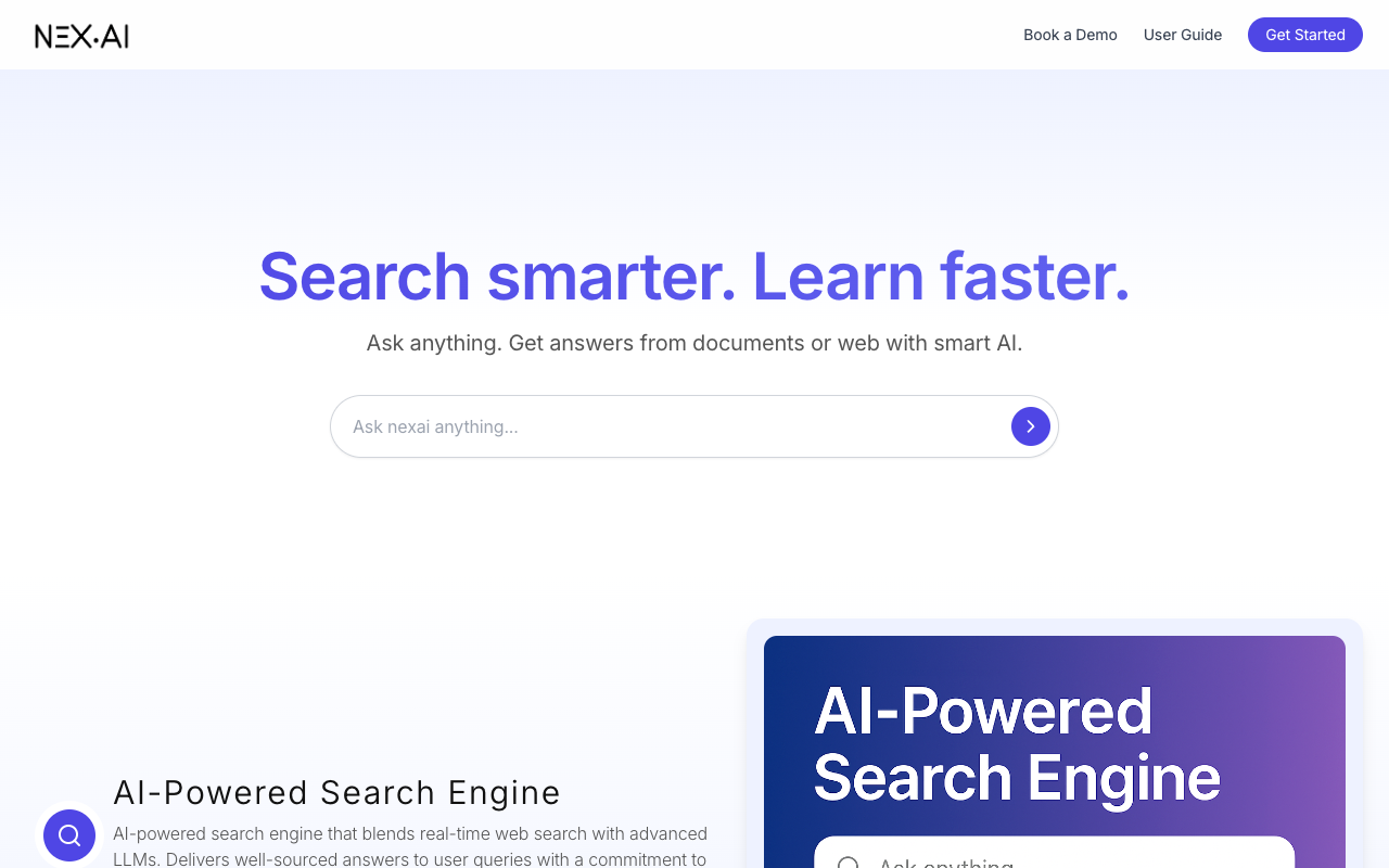 NexAI - An AI-powered search and research assistant that provides real answers to your questions AI search research