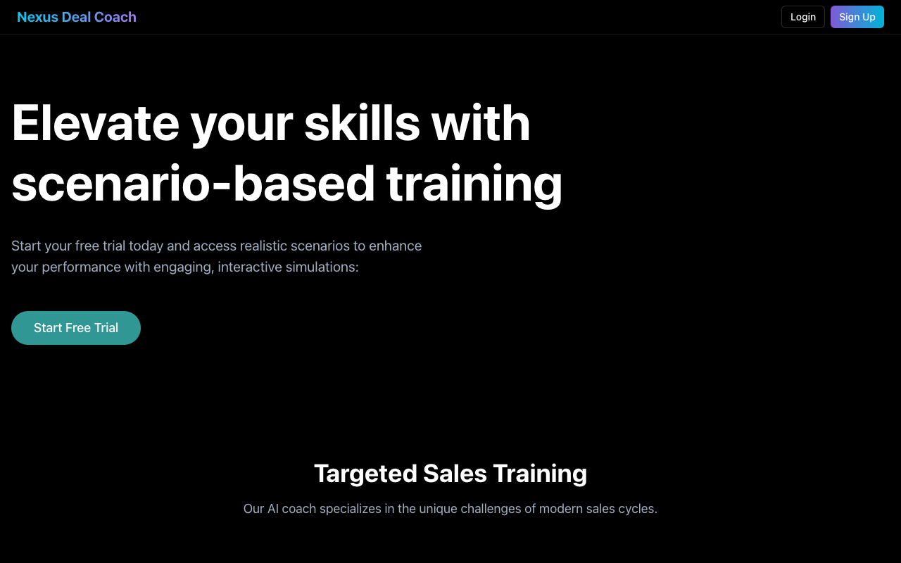 Nexus Deal Coach - An AI platform for simulating sales calls and coaching teams AI sales-training simulations