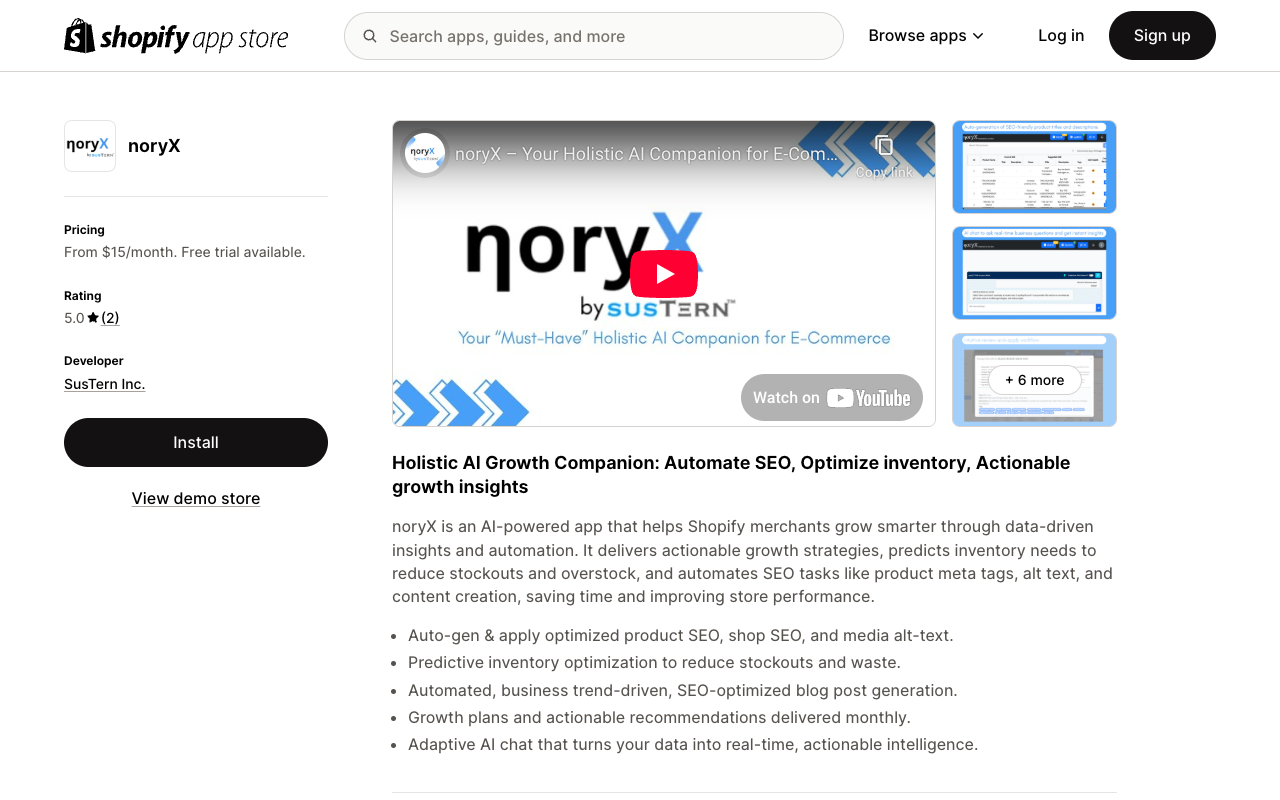 noryX - An AI-powered Shopify companion for SEO and inventory automation SEO inventory-optimization AI