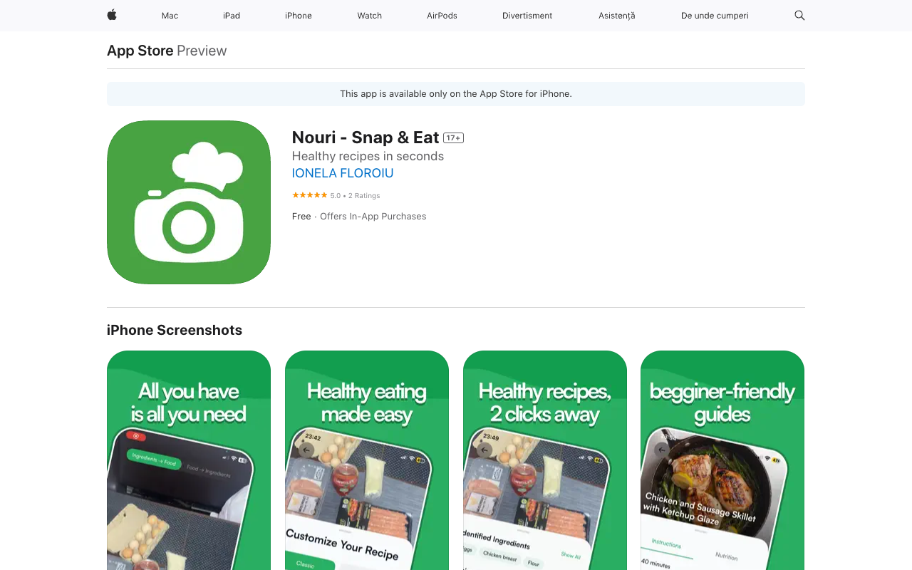Nouri - 一款根据食材帮你制定健康食谱的AI应用 (Nouri - An AI app that helps you create healthy recipes from your ingredients)