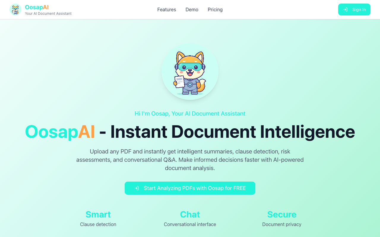 OosapAI：AI驱动的PDF文档智能分析平台，一键总结+风险识别，效率提升神器！