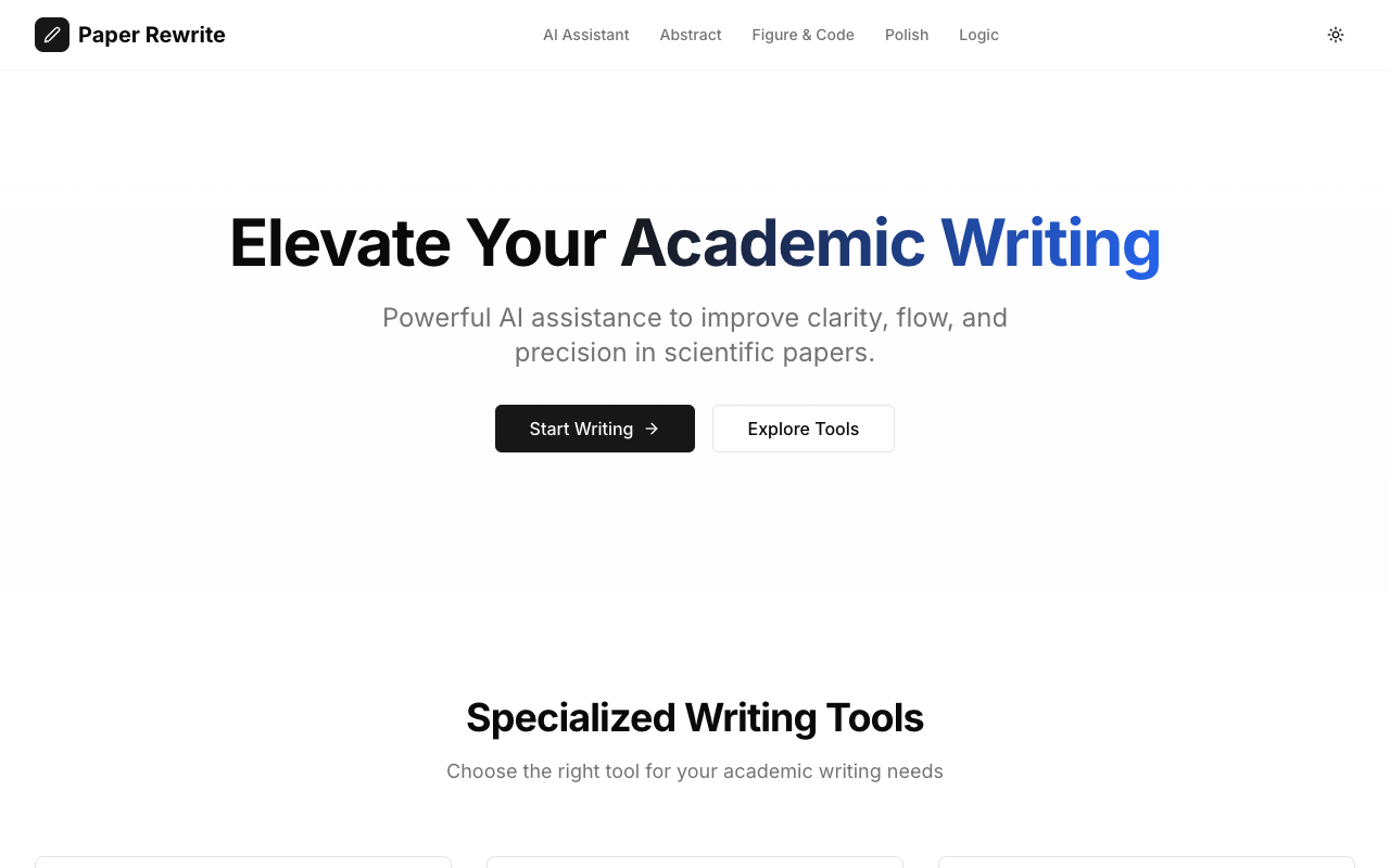 Paper Rewrite - An AI-powered assistant to enhance your academic writing academic-writing AI writing-tools