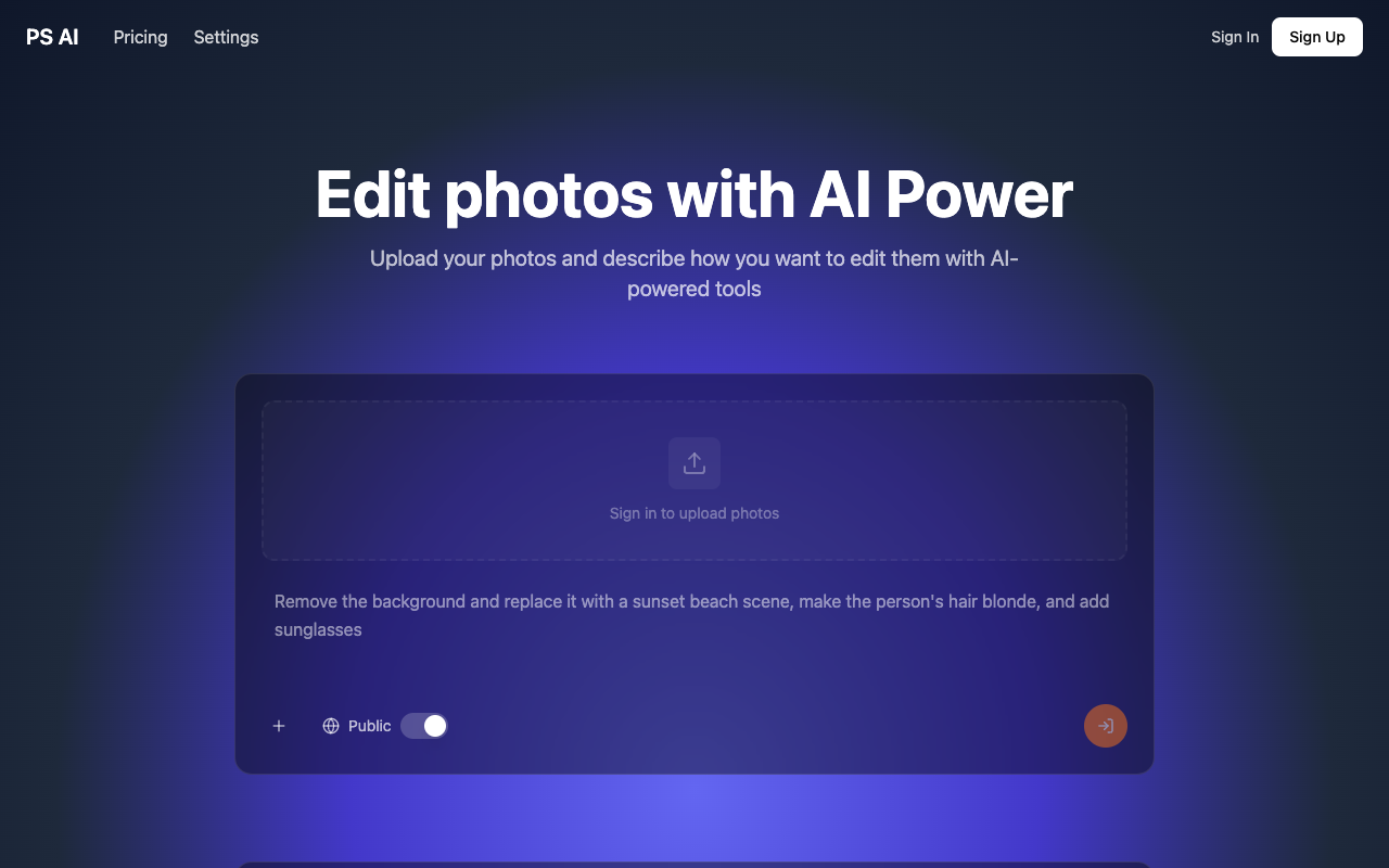 PS AI - Effortlessly transform your photos with AI-powered editing photo-editing AI technology