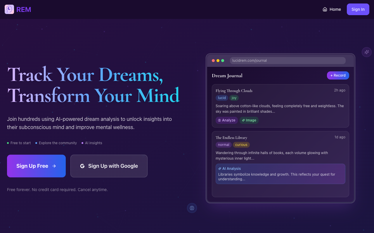 Rem：AI解梦日记APP，揭秘潜意识，提升心理健康！