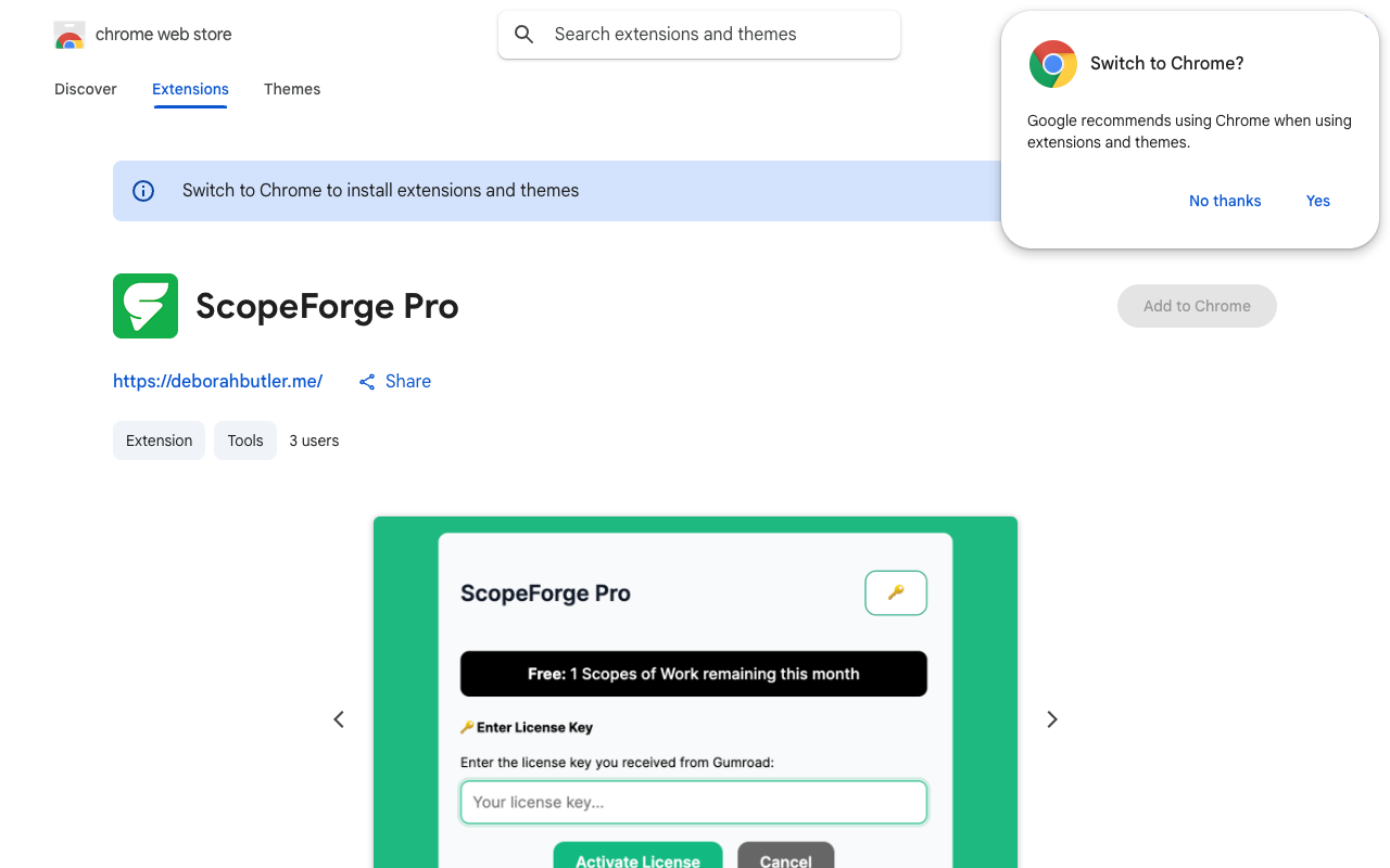ScopeForge Pro - Generate professional Scopes of Work in seconds with AI AI Chrome extension Scopes of Work