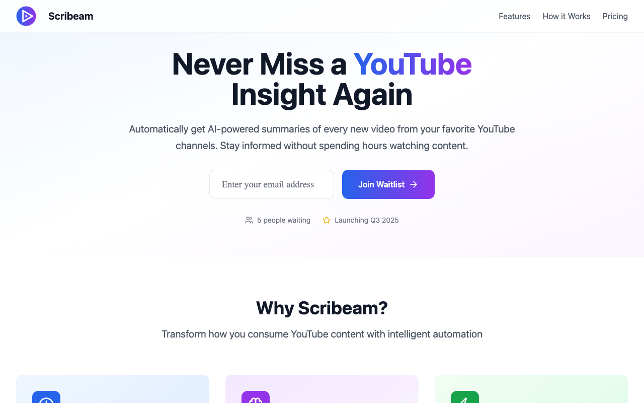 Scribeam：AI黑科技一键总结YouTube视频，省时高效获取关键信息！