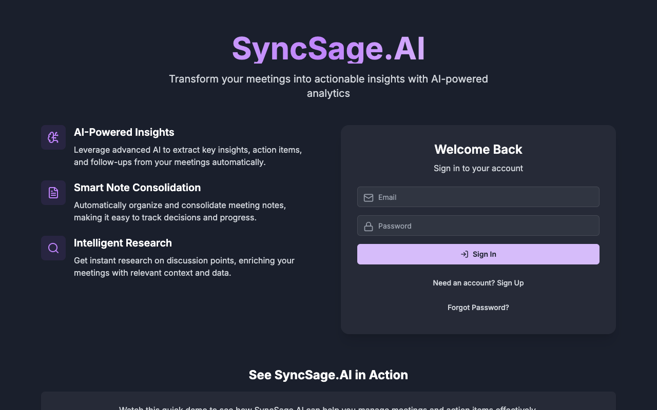 告别无效会议笔记！SyncSage-AI 用AI将笔记转化为高效行动指南