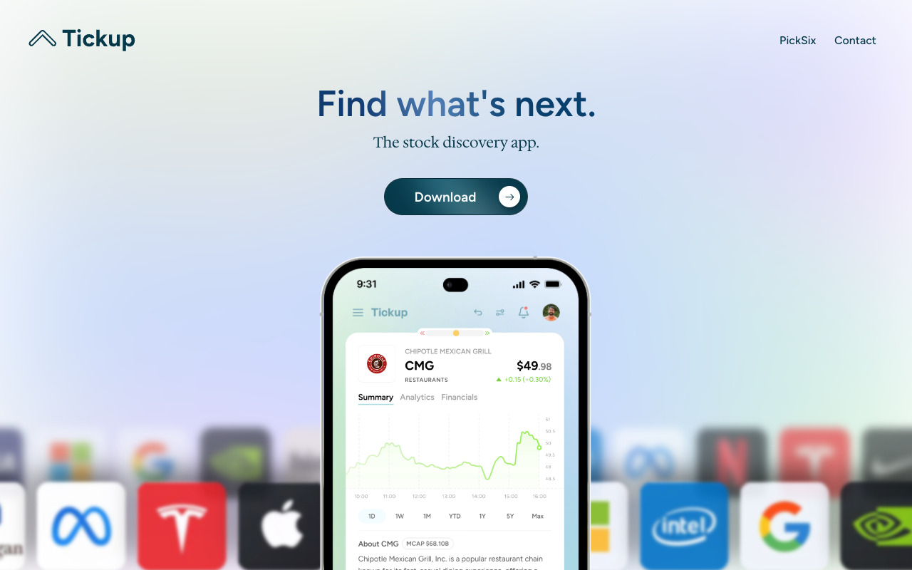 “Tickup：AI驱动的‘股票版Tinder’，轻松刷出你的下一支潜力股！”