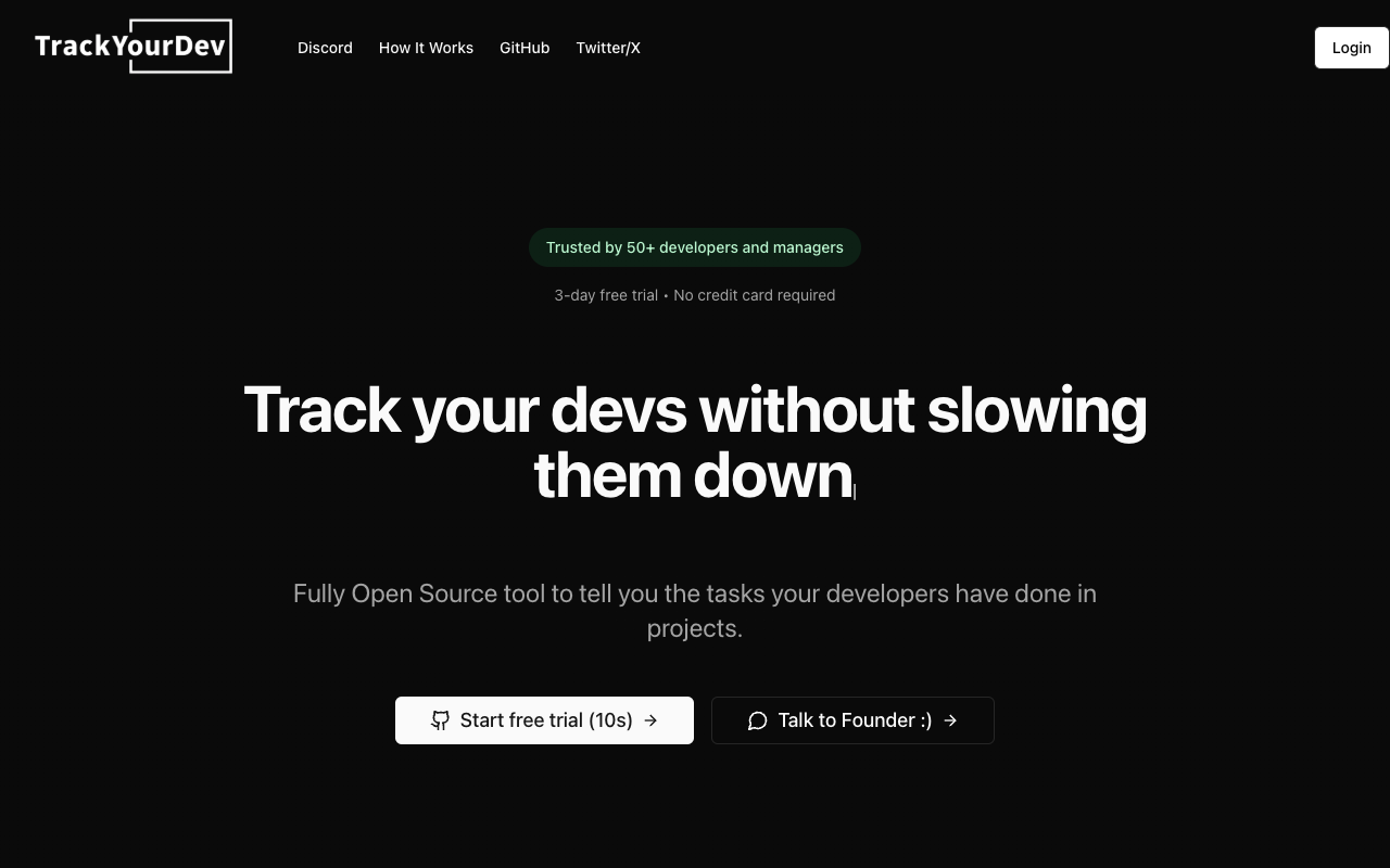 AI驱动开发效率革命：TrackYourDev助你3秒搞定团队生产力追踪！