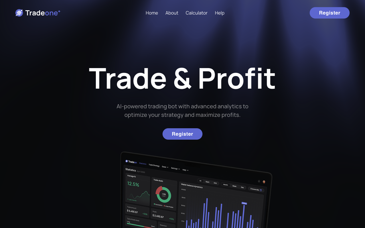 TradeOne Plus - A platform for automated crypto trading with smart algorithms crypto trading bitcoin