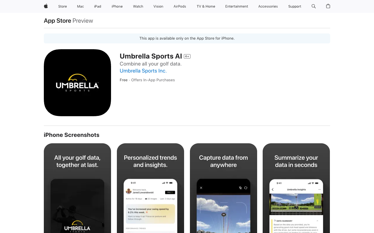 Umbrella Sports AI - Your personal golf data aggregator powered by advanced AI golf AI performance