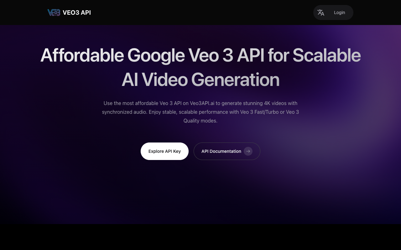 Veo3API.ai - Affordable API for Fast and Quality AI Video Generation video-generation AI affordable