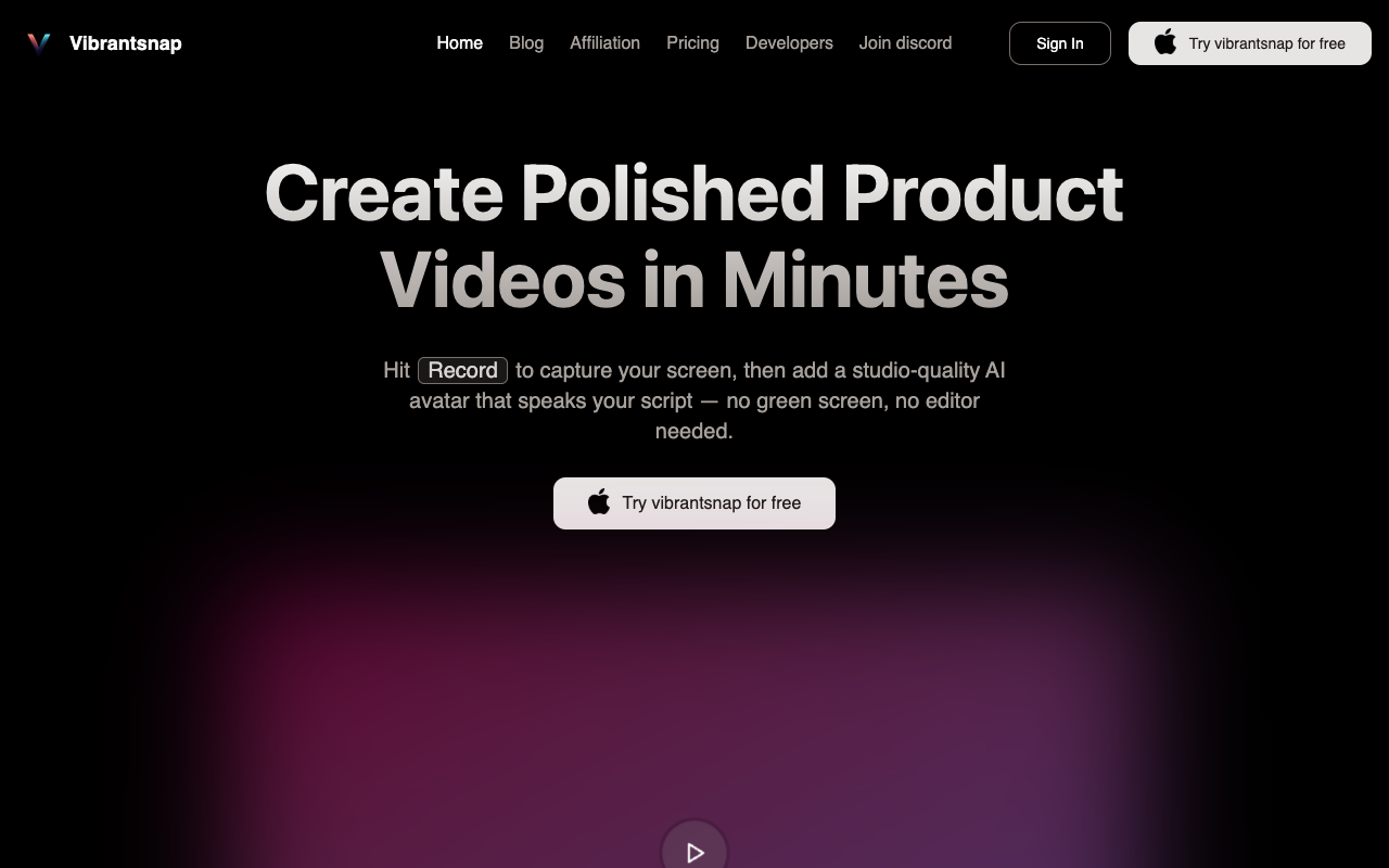 VibrantSnap - Create Stunning Product Videos Effortlessly with AI Avatars video-creation AI content-creation
