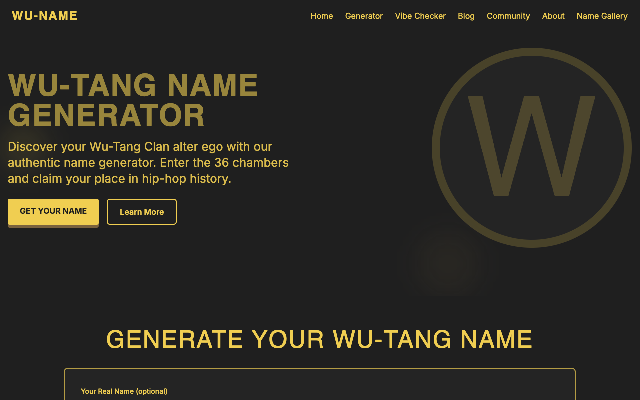 解锁你的嘻哈灵魂！Wu-Tang Clan名字生成器：AI助你打造专属江湖代号