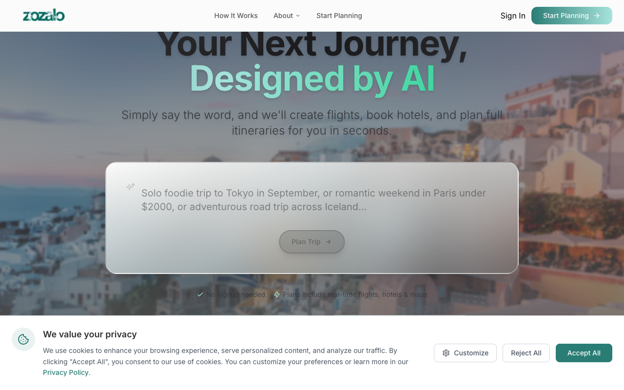 Zozalo - An AI trip planner that creates personalized travel itineraries just for you travel AI itinerary