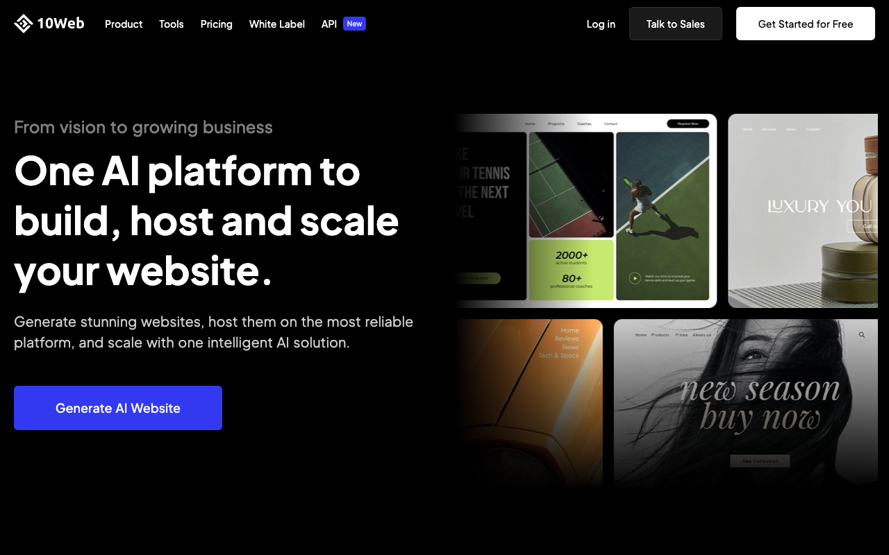 10Web - Create a Website Easily with AI AI Website Builder WordPress