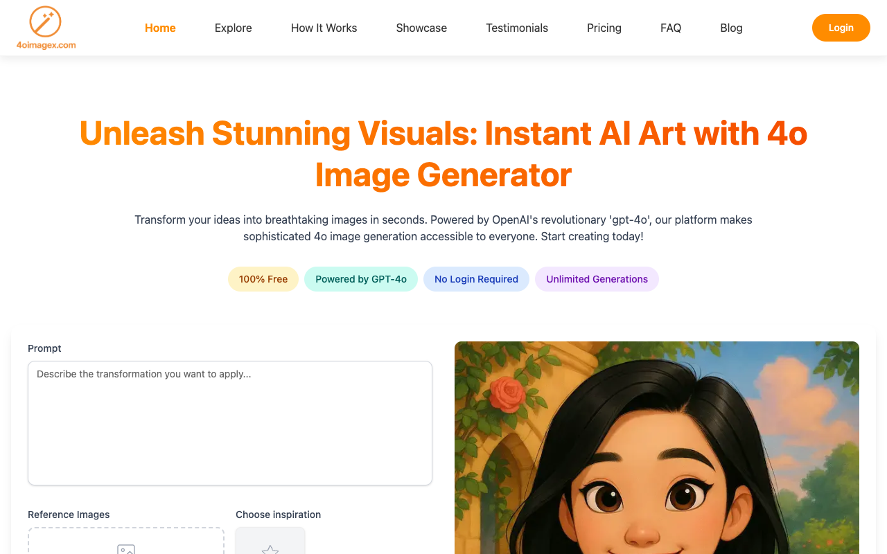 4oimagex - Instant AI art from your photo with stunning styles AI art image generation GPT-4o