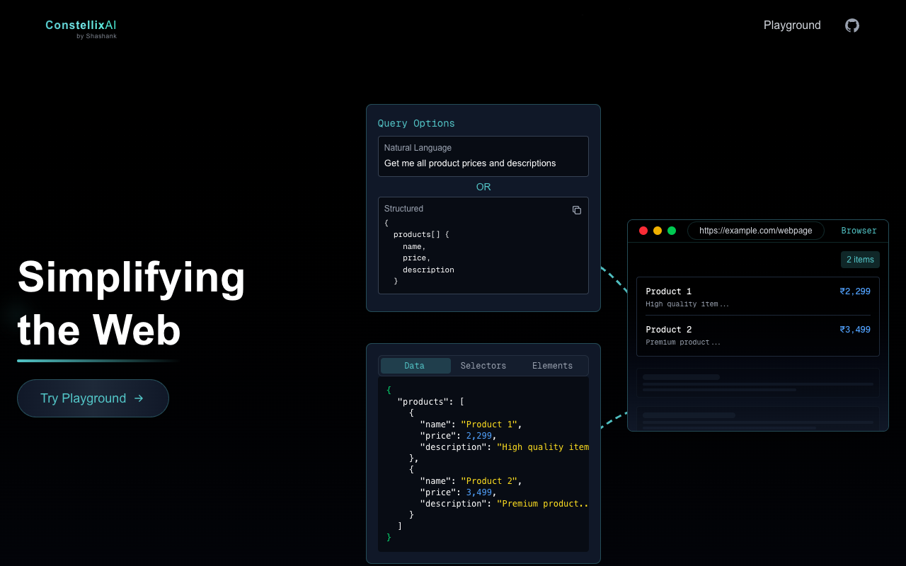 Constellix AI - An open-source AI scraper and MCP server for smarter web data extraction AI web-scraping open-source