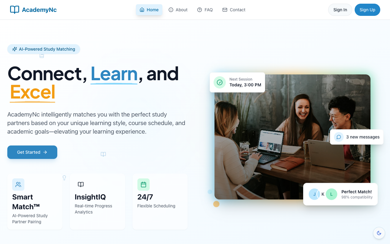 Academync - A smart way to find study partners and build study groups education AI study-partners