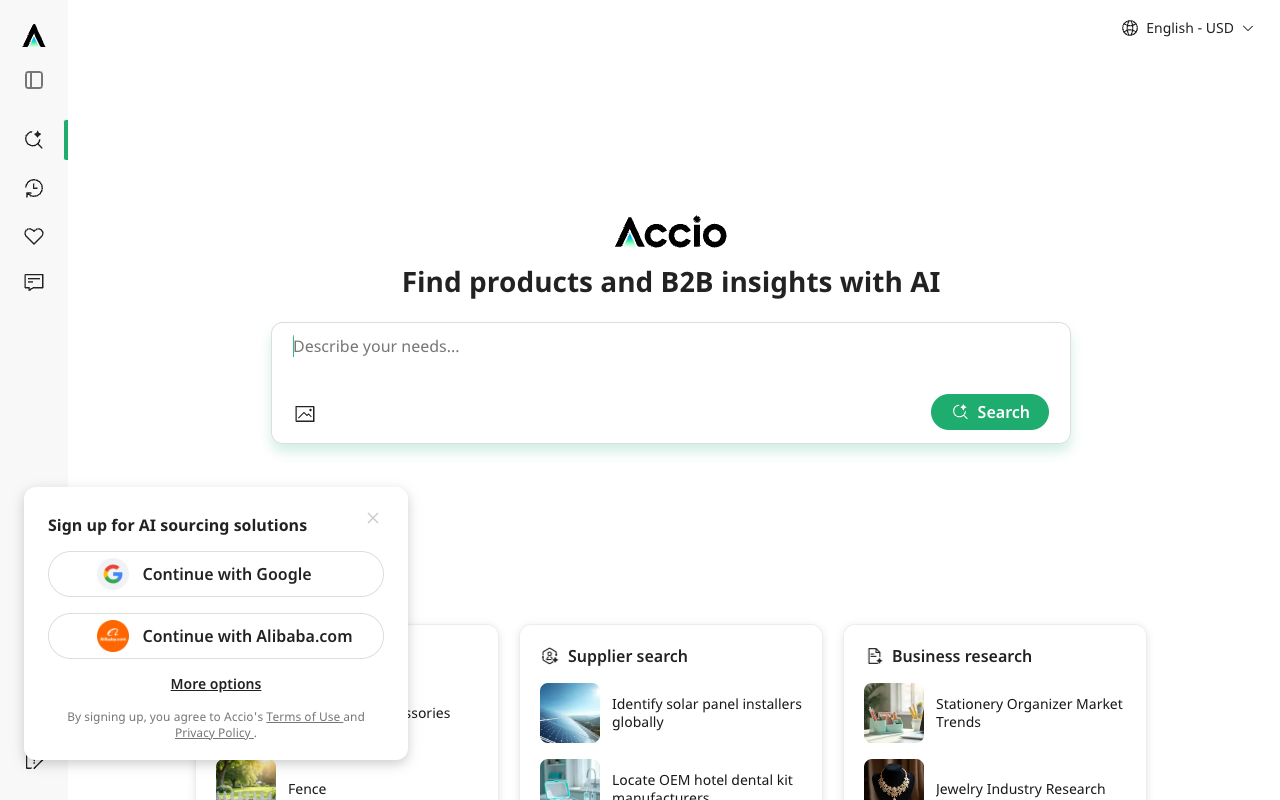 Accio - Revolutionizing B2B Sourcing with AI Technology AI B2B