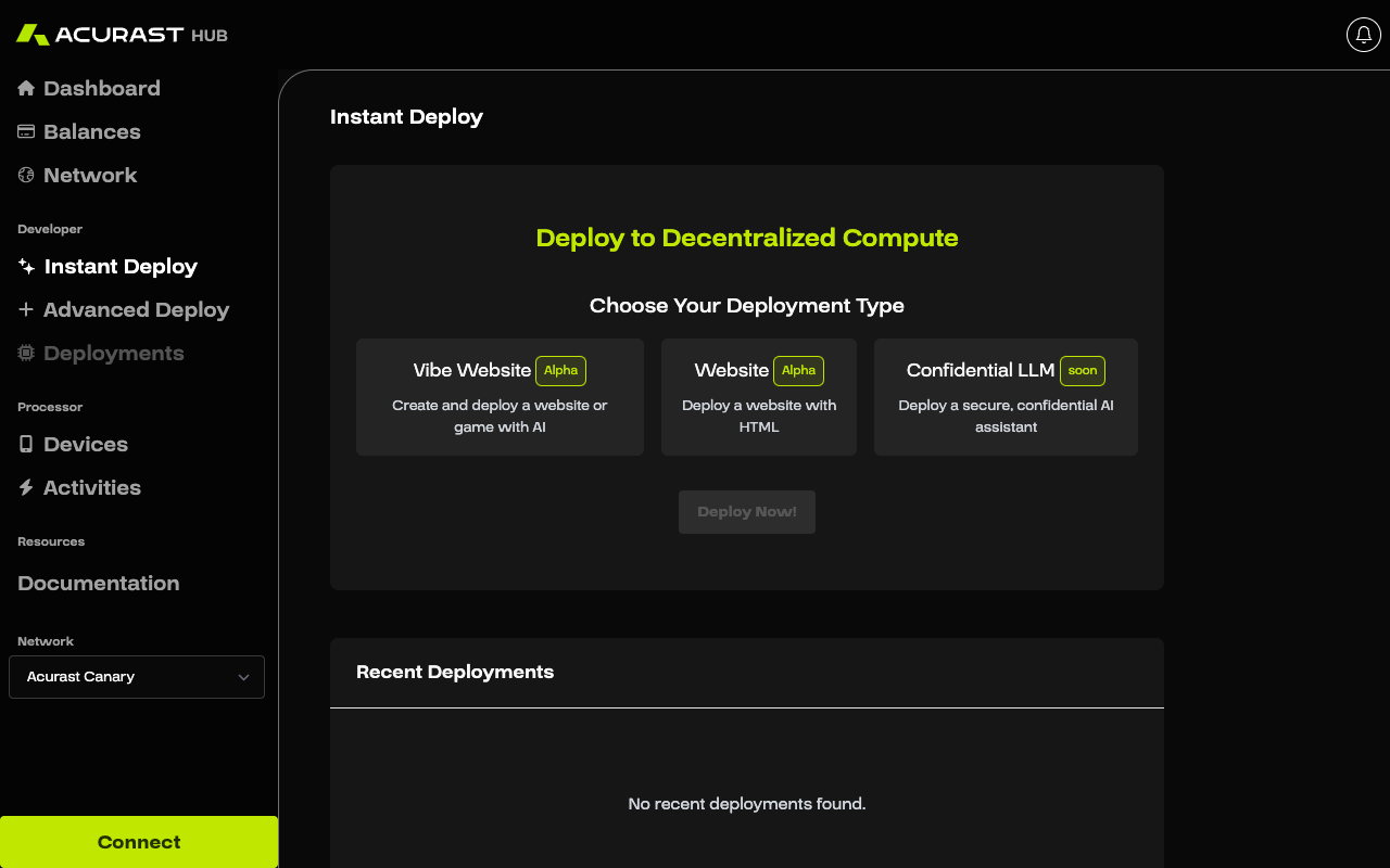 Acurast - Generate and instantly deploy websites and games with AI AI website-generation decentralized-cloud