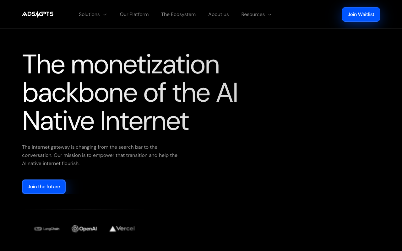 ADS4GPTs - The AI Native Ad Network for Programmatic Advertising advertising AI programmatic