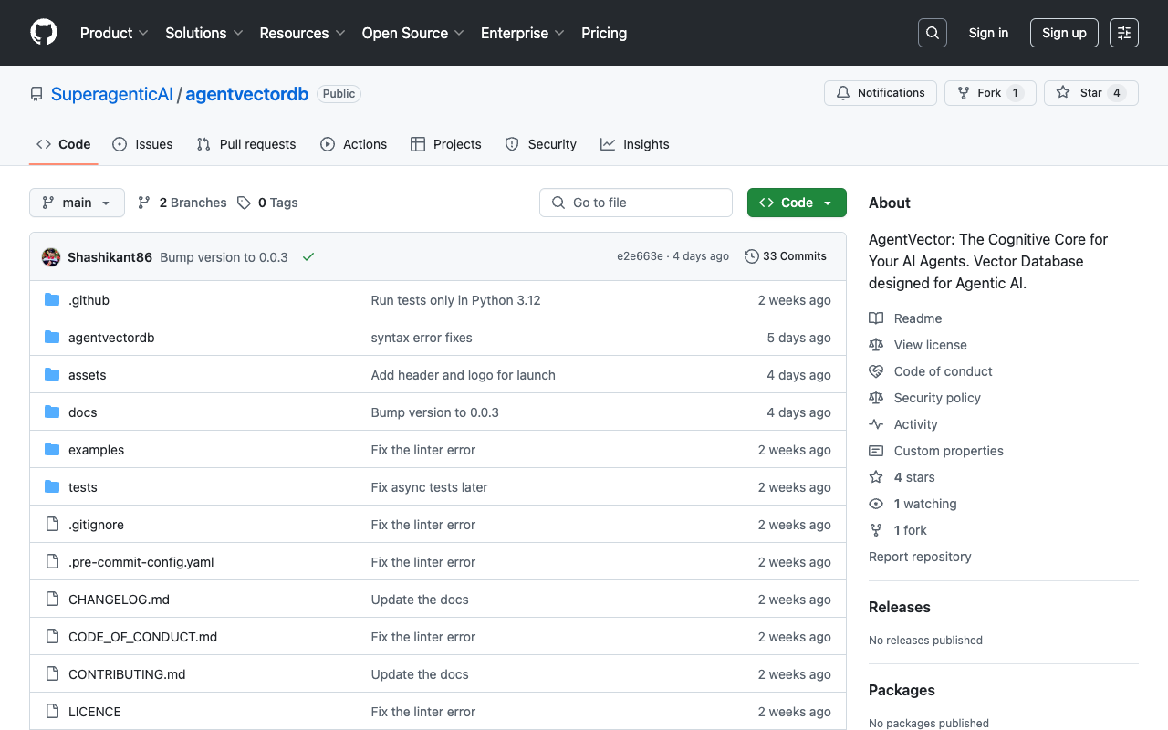 AgentVectorDB - The Cognitive Core for Your AI Agents AI vector-database memory-management