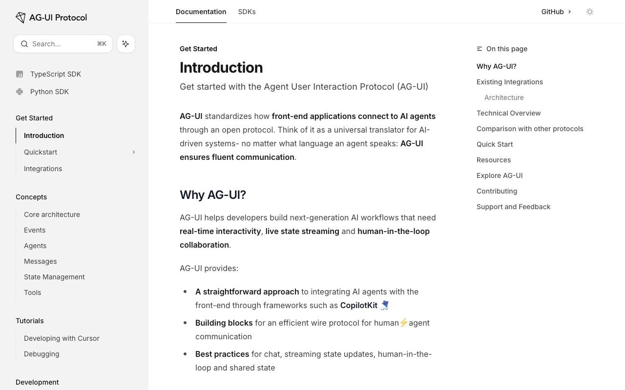 AG-UI - A simple way for AI agents to talk to apps AI Protocol Integration